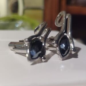 Sophisticated Silver and Black Cufflinks